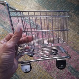 Vintage mini metal shopping cart